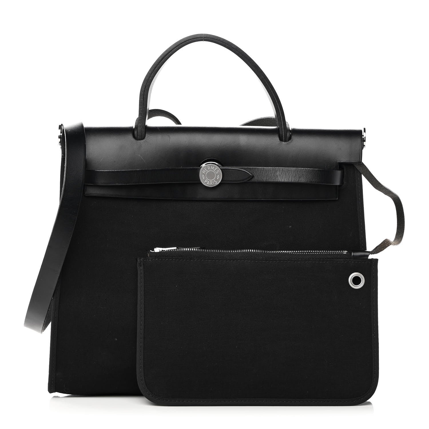 Hermes Military Toile Vache Hunter Herbag Zip 31 PM Black 1 of 17