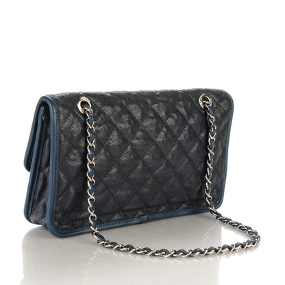 Chanel Caviar Quilted Medium French Riviera Flap Dark Navy Blue 3 of 9