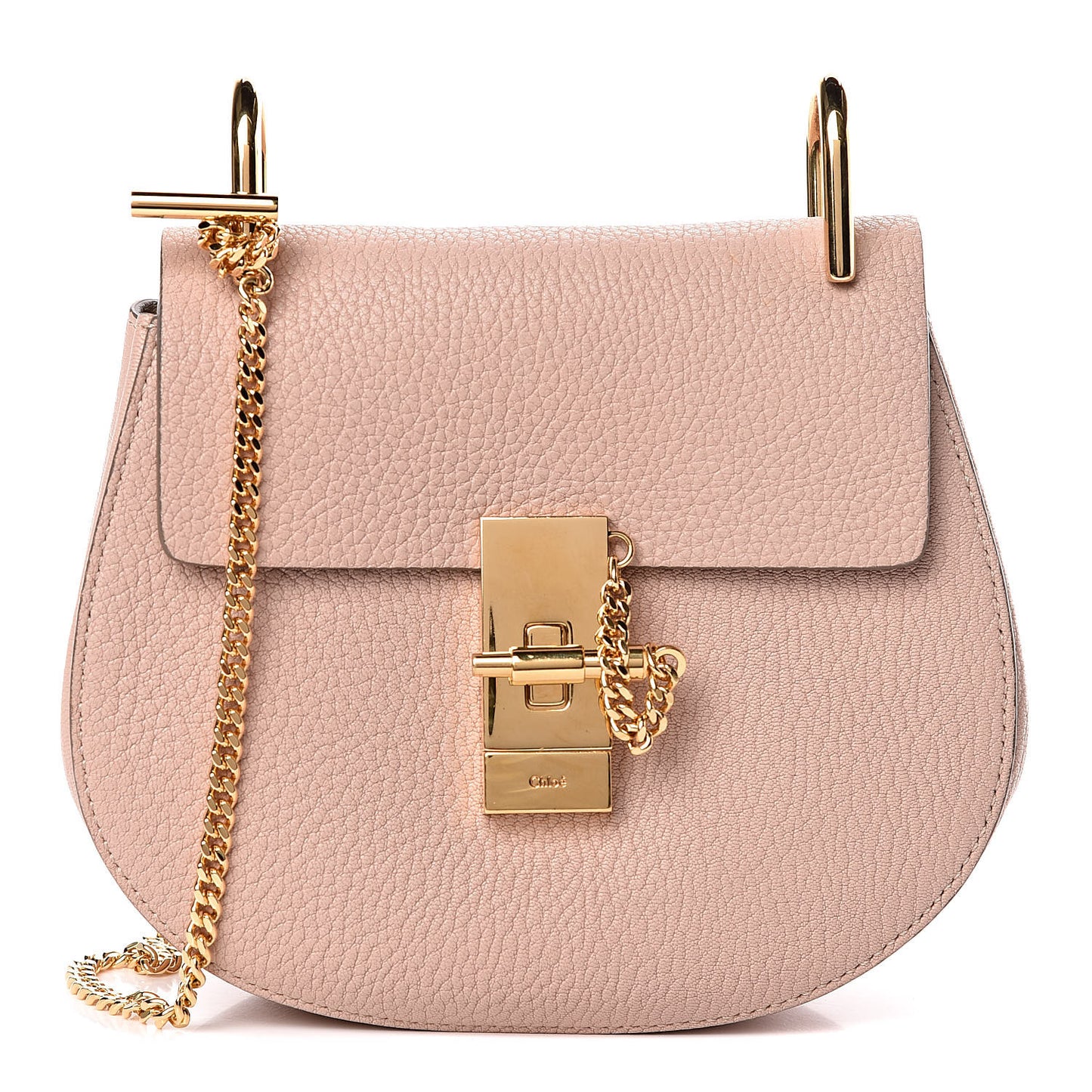 Grained Lambskin Mini Drew Shoulder Bag Cement Pink