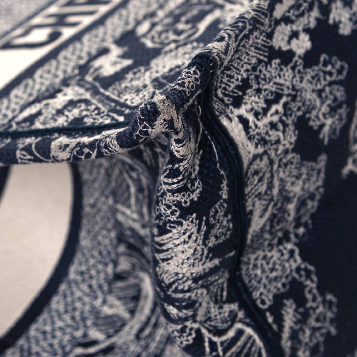 Christian Dior Canvas Embroidered Medium Dioriviera Toile De Jouy Book Tote Blue 9 of 15
