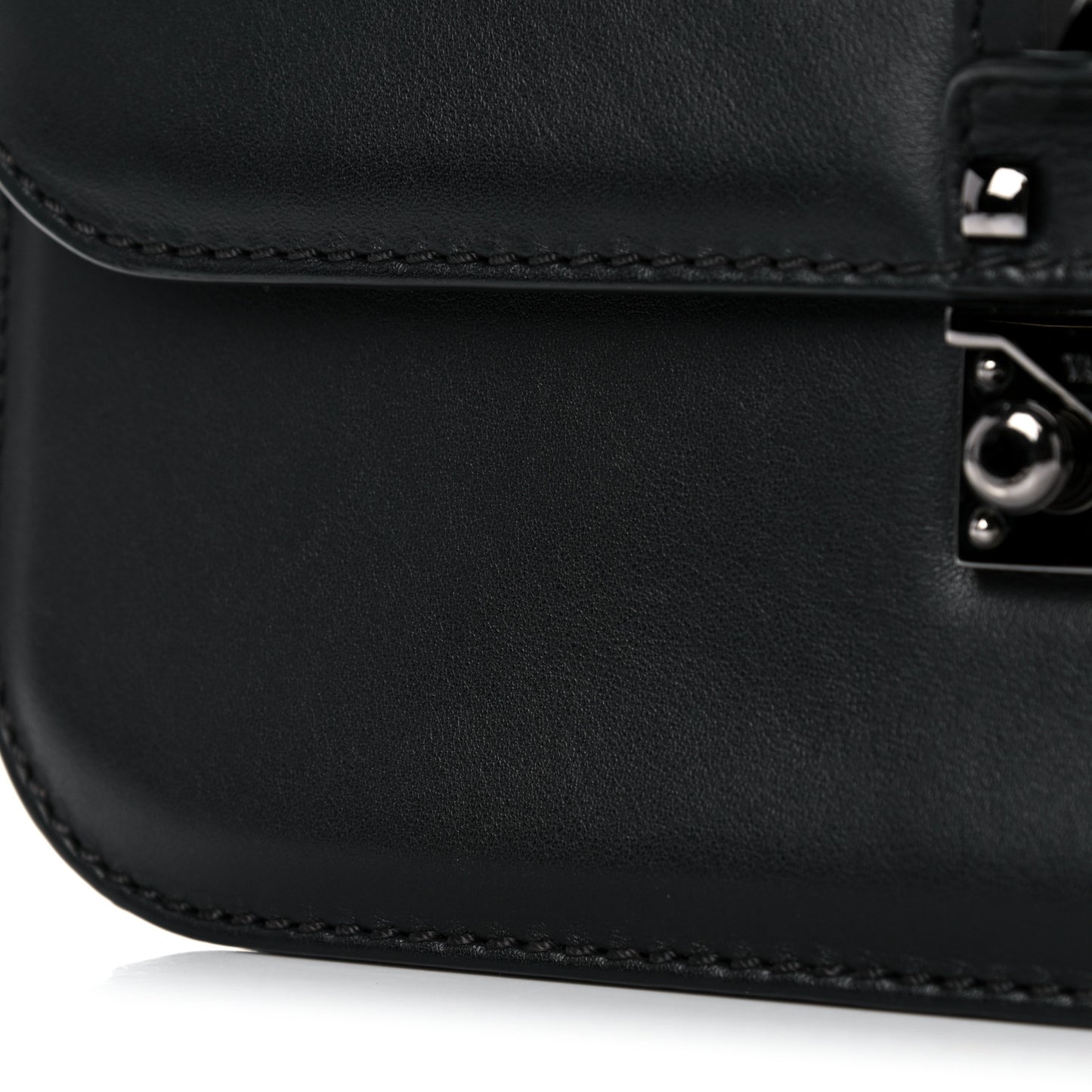 Vitello Medium Glam Lock Rockstud Flap Black