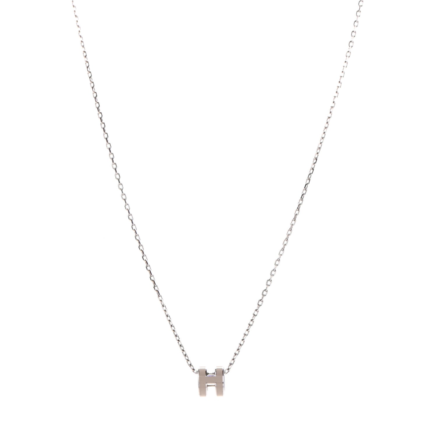 Palladium Mini Pop H Pendant Necklace Marron Glace