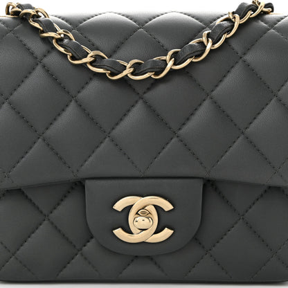Chanel Lambskin Quilted Mini Square Flap Dark Grey 8 of 11