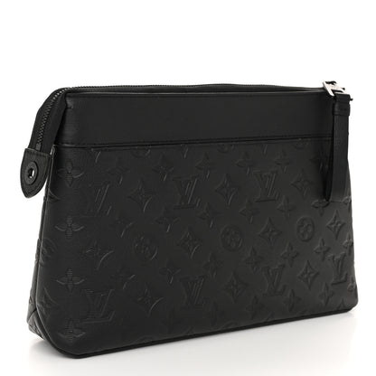 Louis Vuitton Shadow Calfskin Monogram Pochette Voyage Souple Black 3 of 10