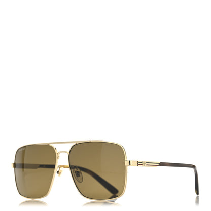 Gucci Metal Rectangular Frame Sunglasses GG1289S Gold Havana 1 of 6