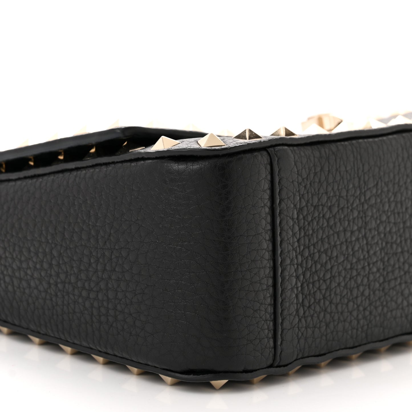 Grained Calfskin Rockstud Crossbody Bag Black