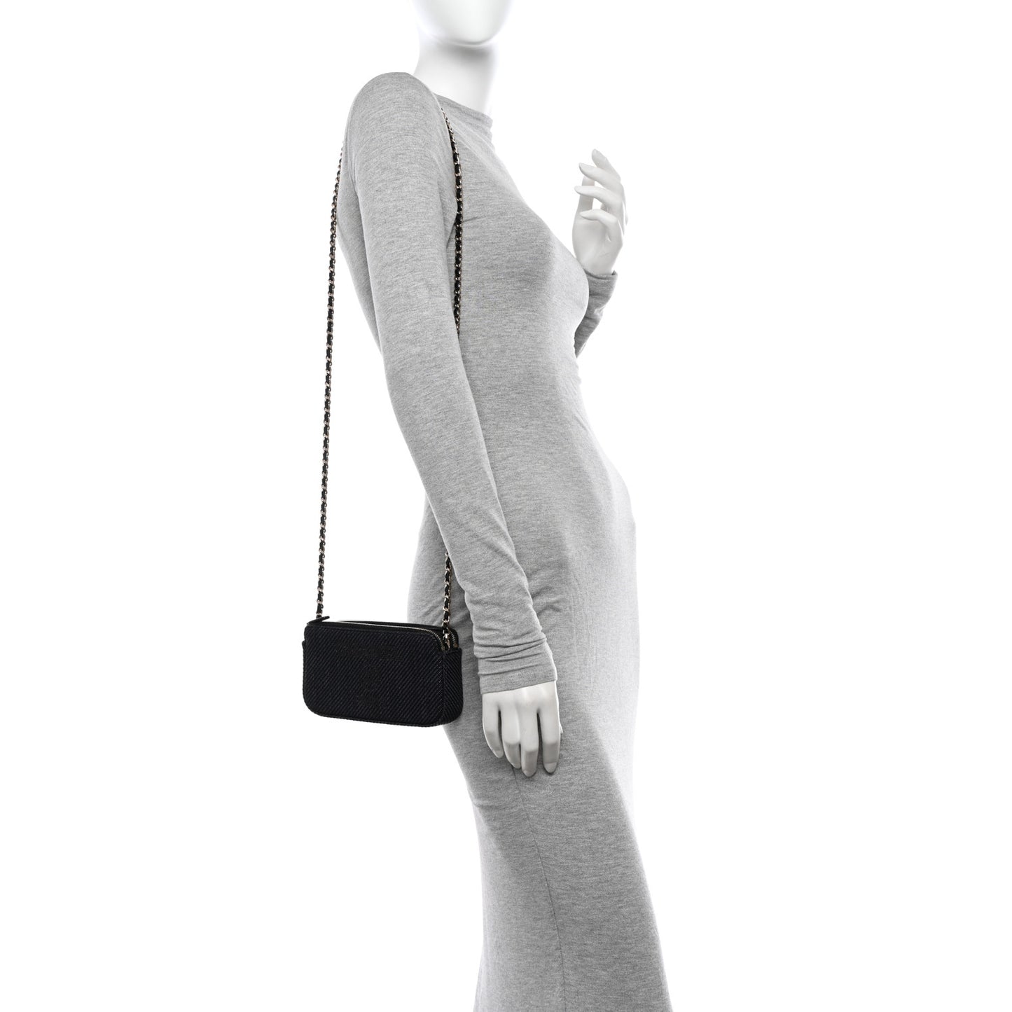 Lurex Straw Small Deauville Clutch With Chain Blue