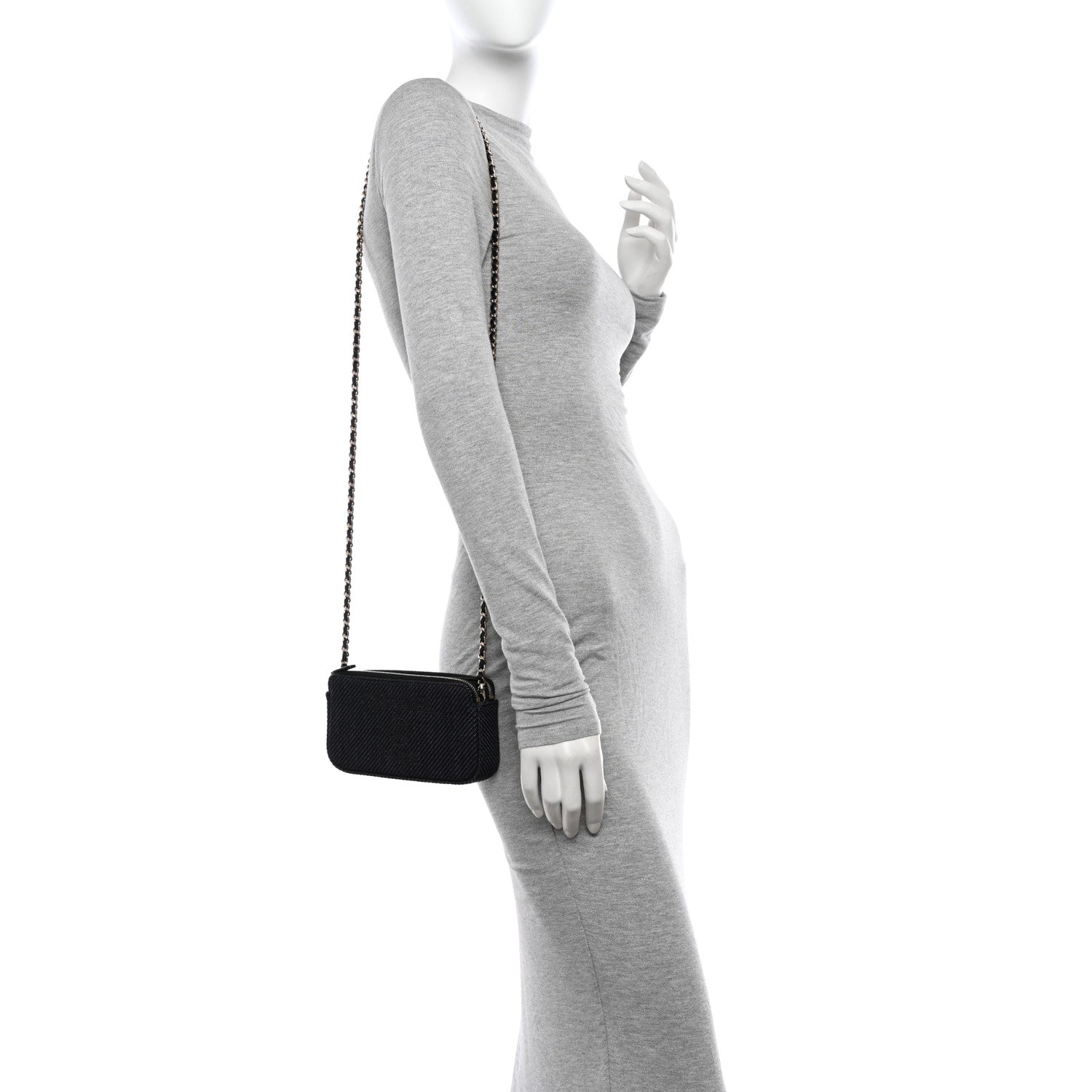 Chanel Lurex Straw Small Deauville Clutch With Chain Blue 2 of 14