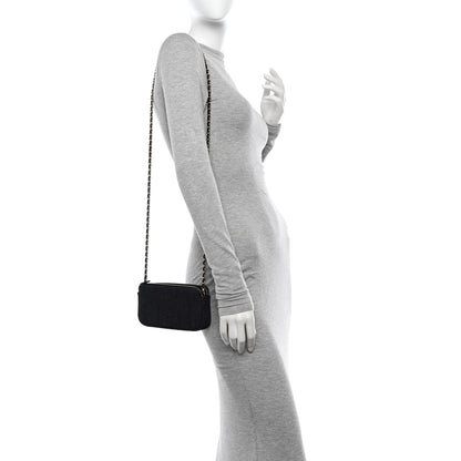 Chanel Lurex Straw Small Deauville Clutch With Chain Blue 2 of 14