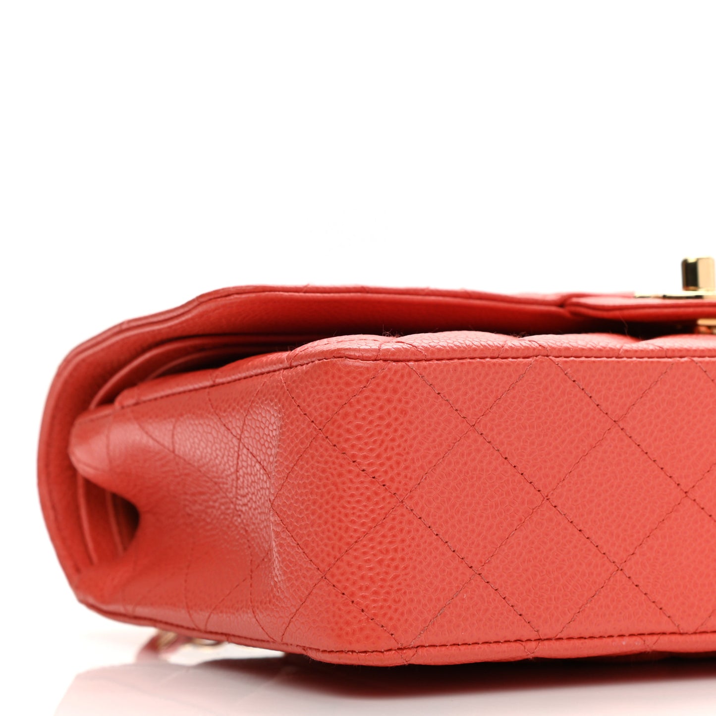 Caviar Quilted Medium Double Flap Light Red