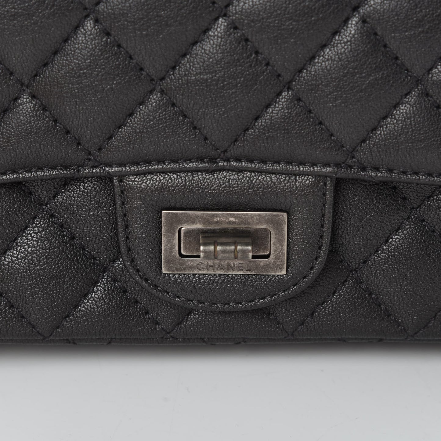 Metallic Sheepskin Quilted 2.55 Reissue Mini Flap Dark Silver