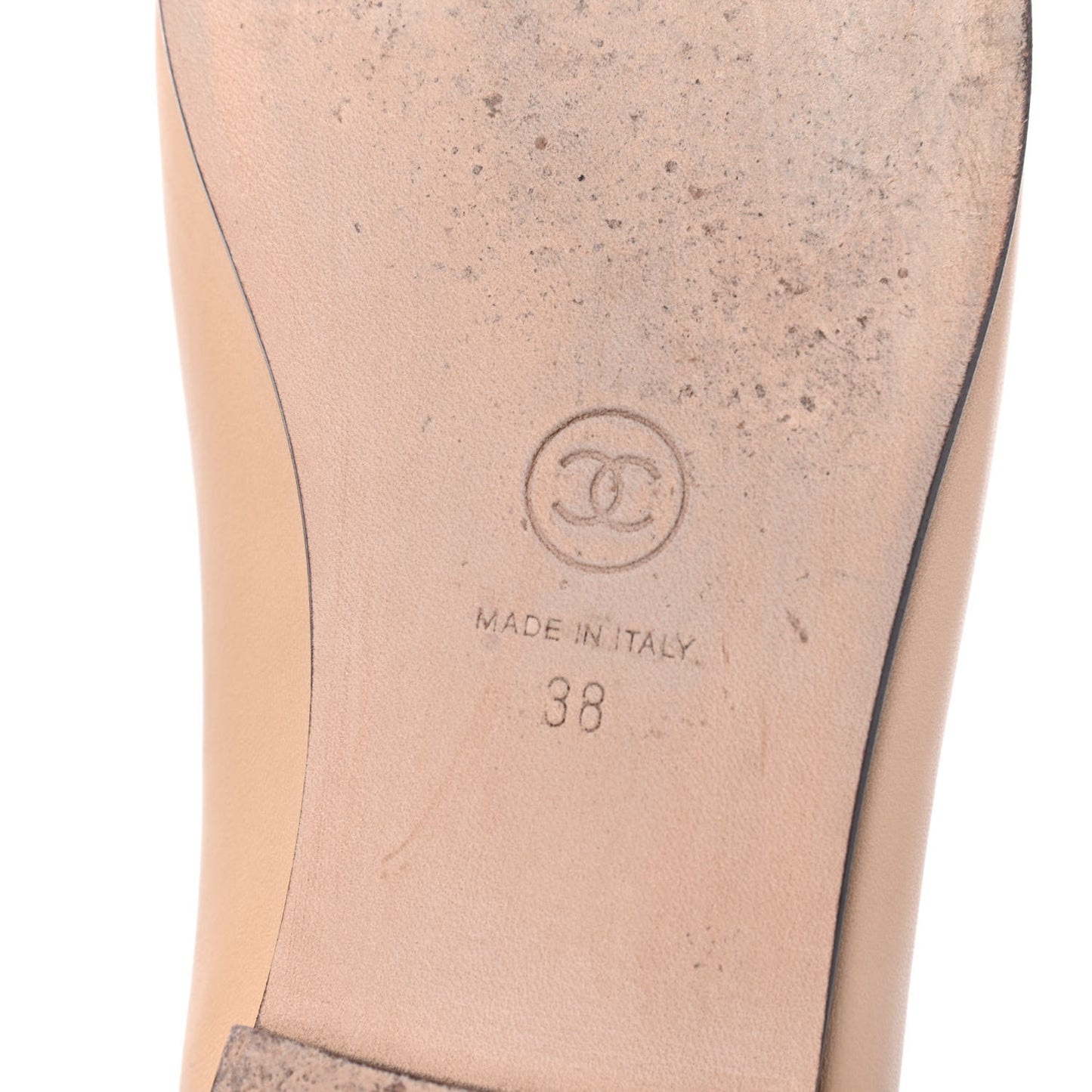 Lambskin Cap Toe CC Ballerina Flats 38 Beige Black