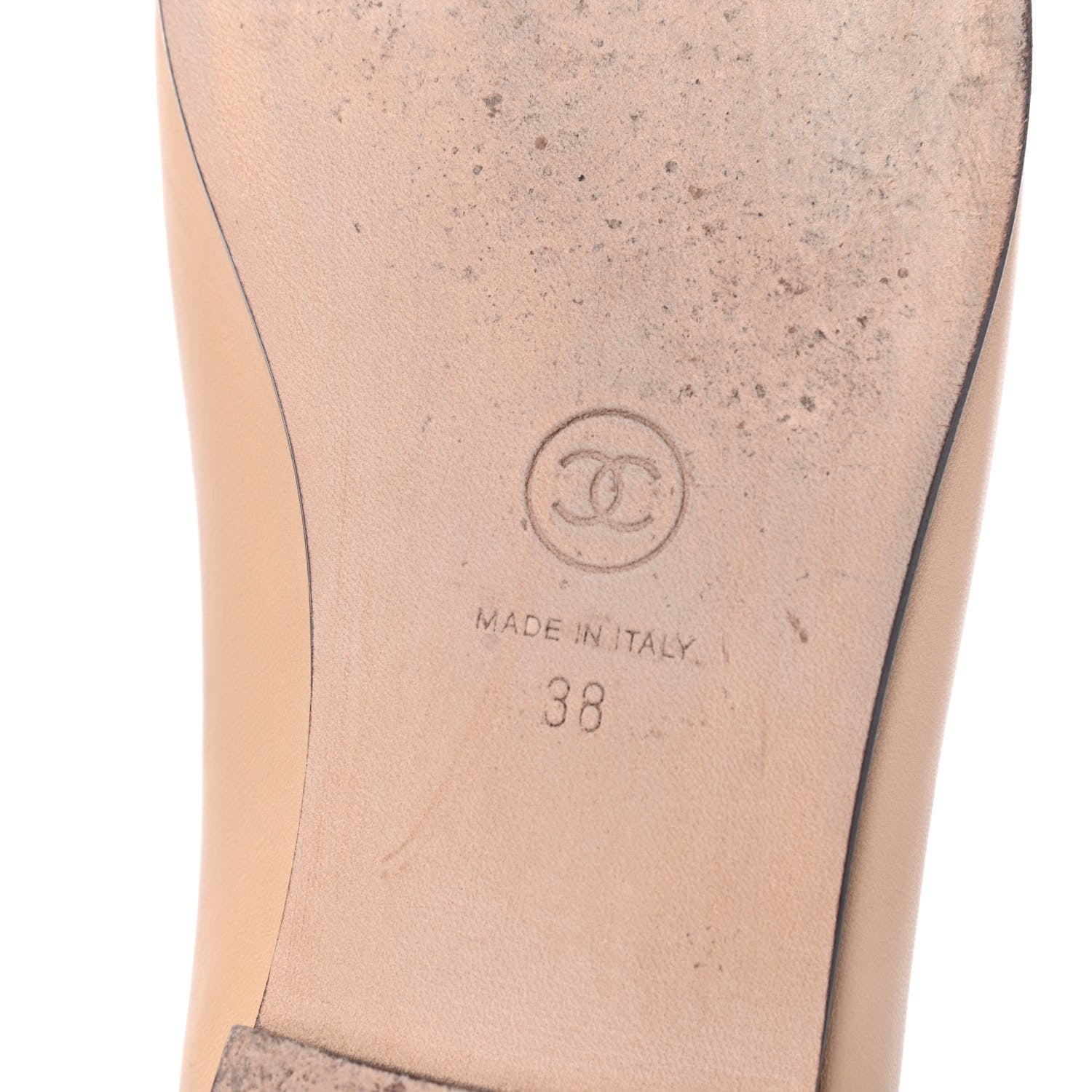 Chanel Lambskin Cap Toe CC Ballerina Flats 38 Beige Black 7 of 19