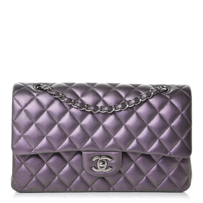 Chanel Iridescent Lambskin Quilted Medium Double Flap Dark Purple 1 of 11