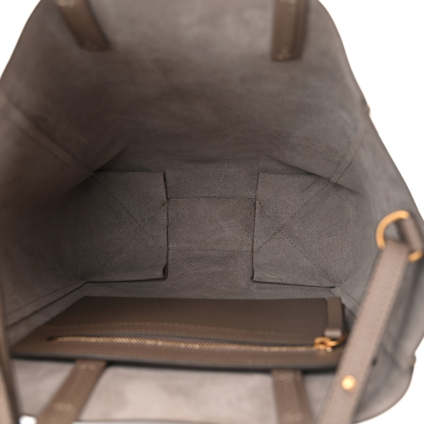 Grained Calfskin Small Vertical Cabas Beige