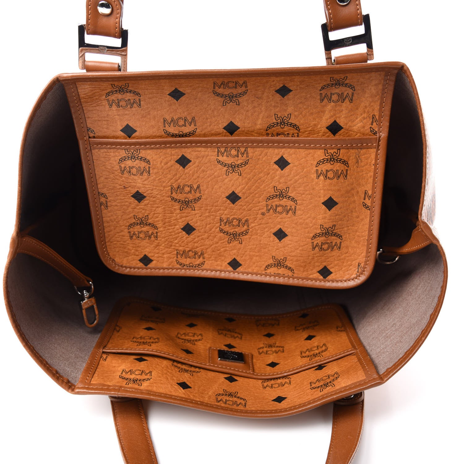 MCM Visetos Shopping Tote Cognac 5 of 13
