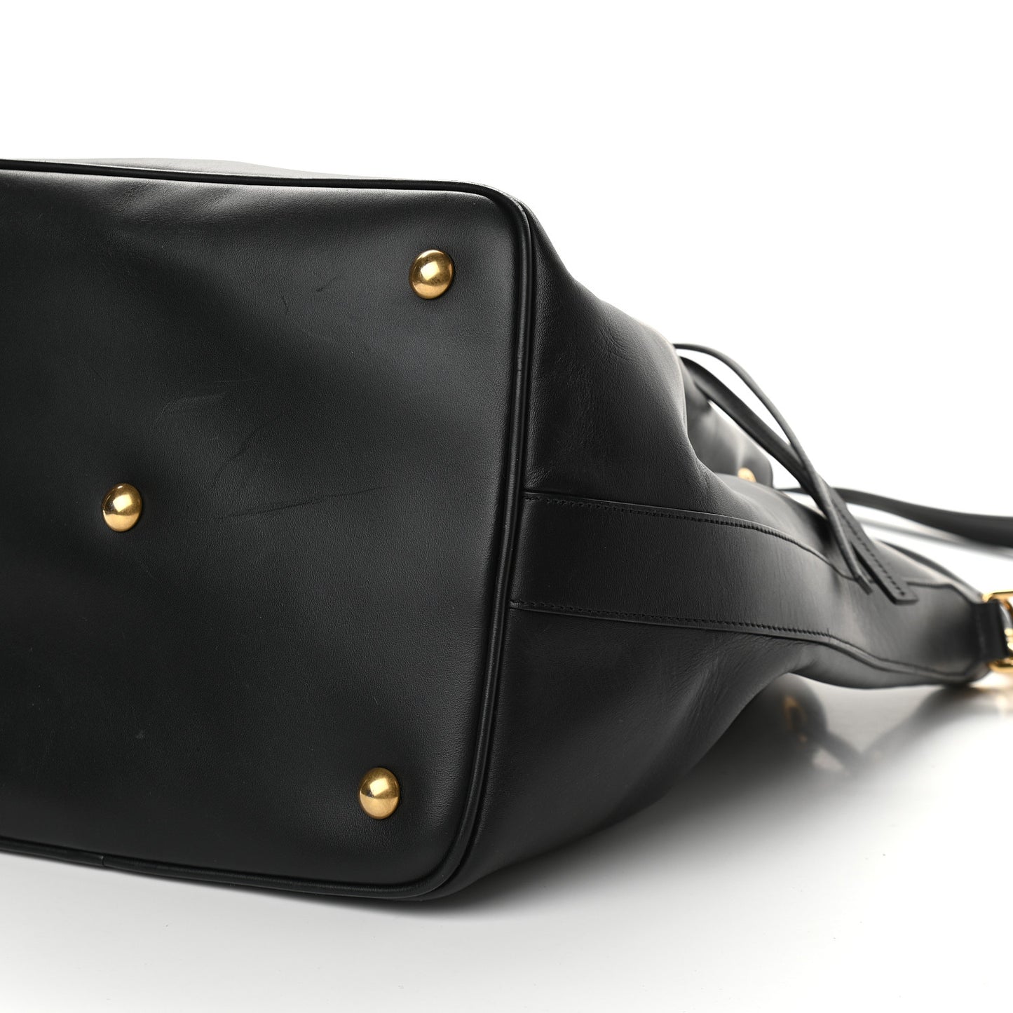 Calfskin Large Emmanuelle Bucket Bag Black