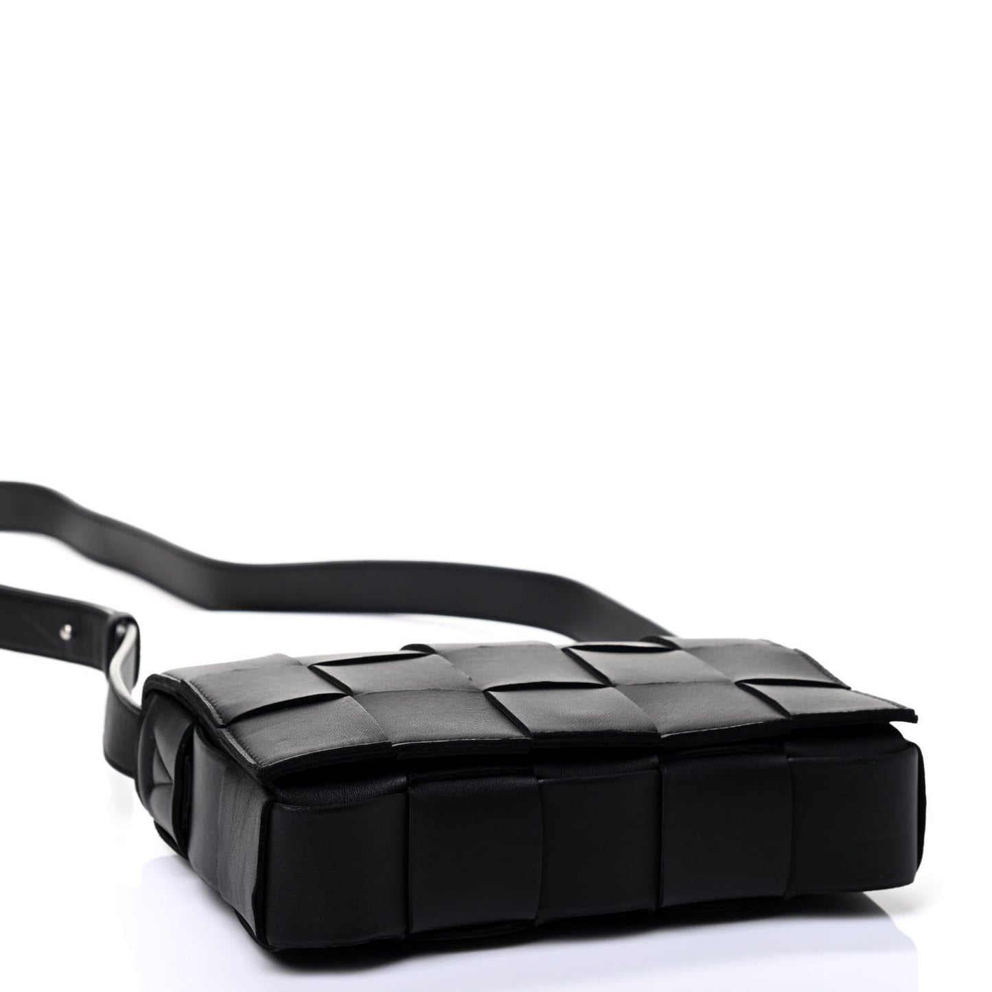Lambskin Maxi Intrecciato Cassette Crossbody Bag Black