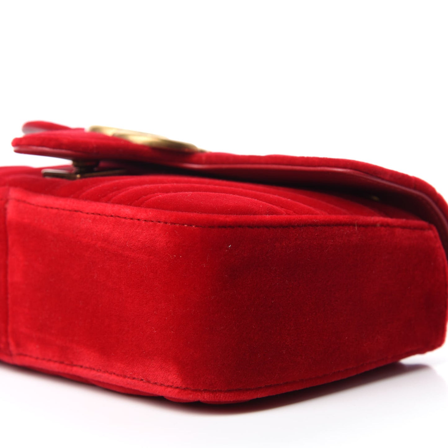 Velvet Matelasse Mini GG Marmont Shoulder Bag Hibiscus Red