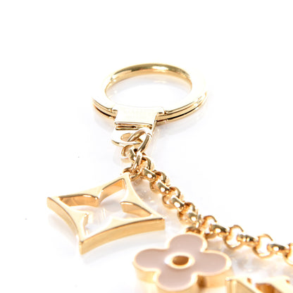 Louis Vuitton Brass Enamel Fleur De Monogram Bag Charm Chain Gold 3 of 6