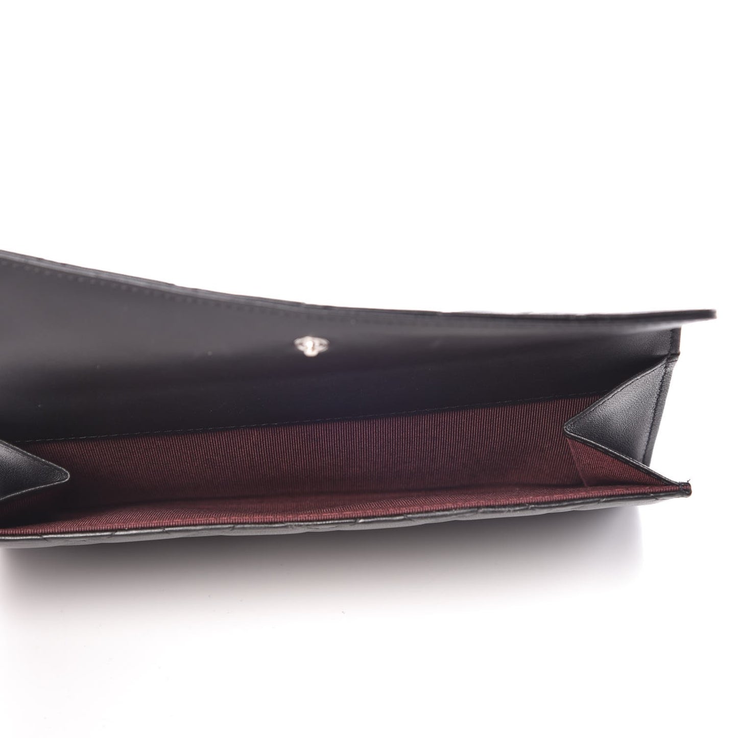 Lambskin Quilted Long Flap Wallet Black