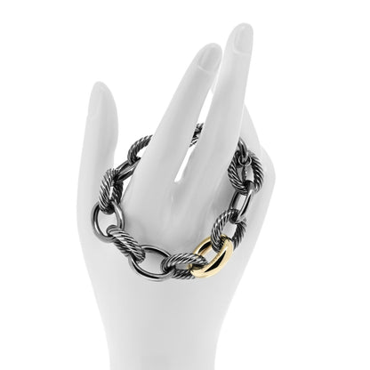 David Yurman Darkened Sterling Silver 14K Yellow Gold 17mm Extra Large Oval Link Bracelet 2 of 4