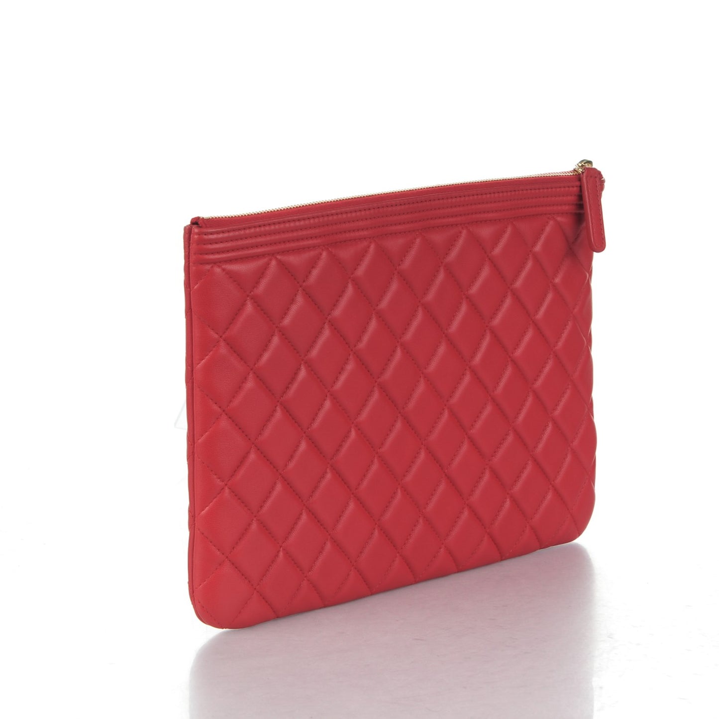 Lambskin Quilted Medium Boy Cosmetic Case Red
