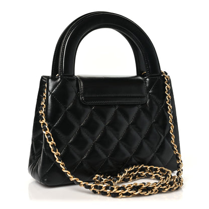 Chanel Shiny Aged Calfskin Quilted Nano Kelly Shopper Black 3 of 11