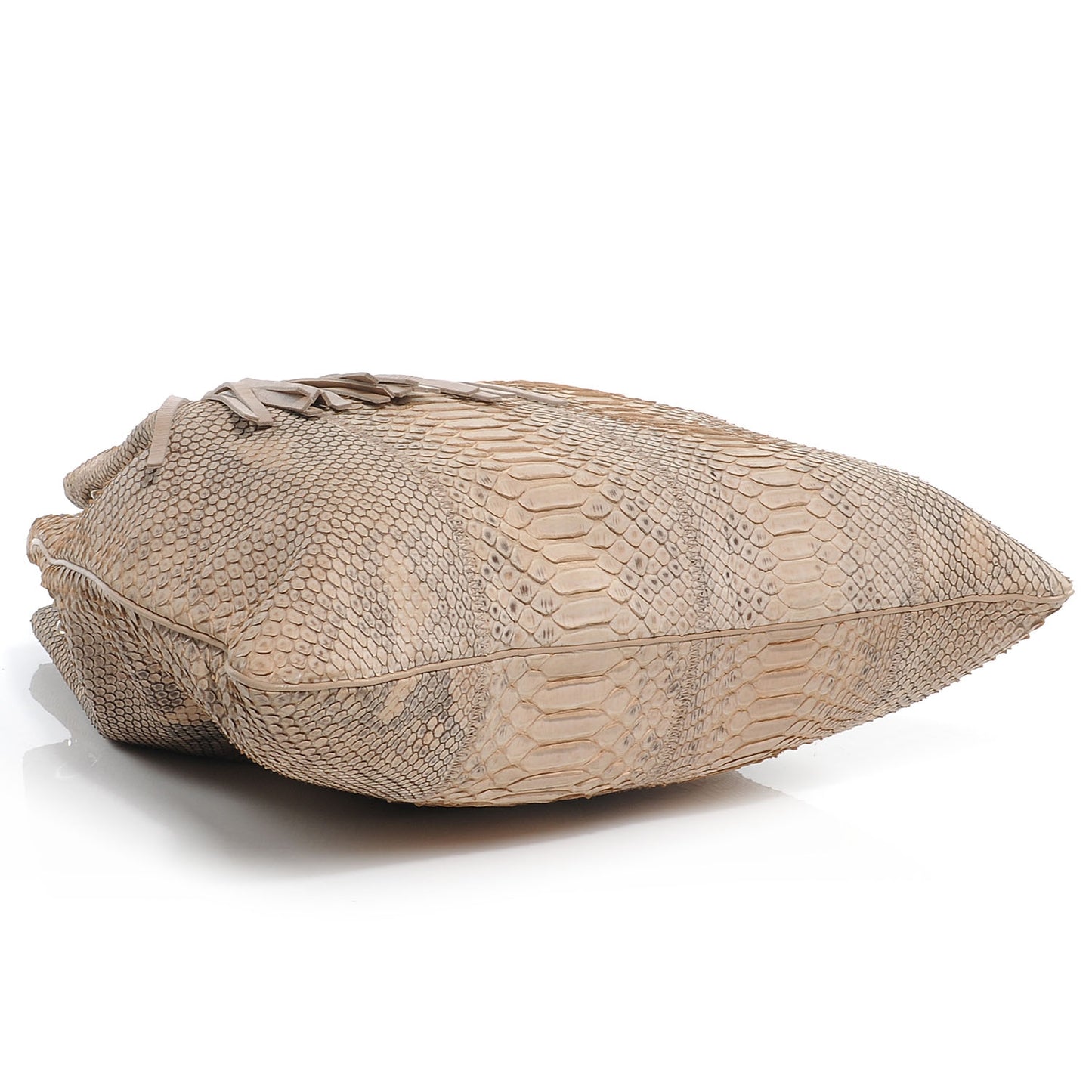Python Tassel Drawstring Tote Beige