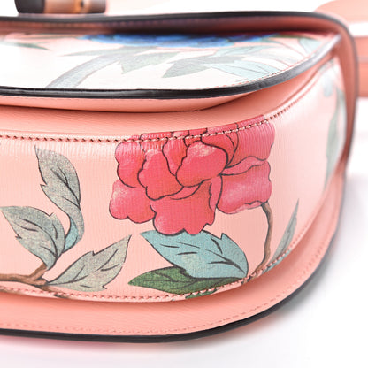 Gucci Shangai Calfskin Tian Print Small Classic Bamboo Top Handle Bag Pink Apricot Multicolor 9 of 9