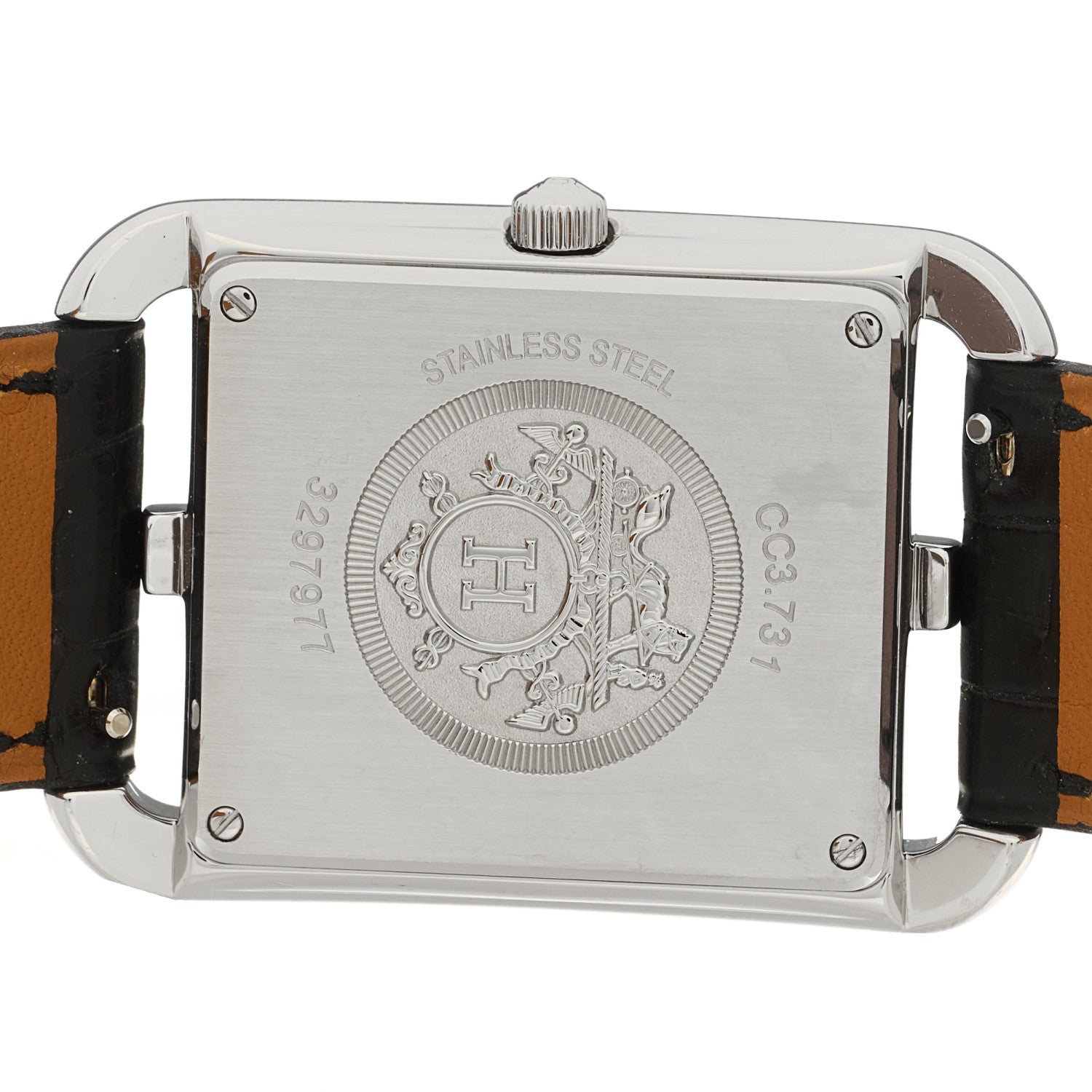 Hermes Stainless Steel Alligator Diamond Bezel Mother of Pearl