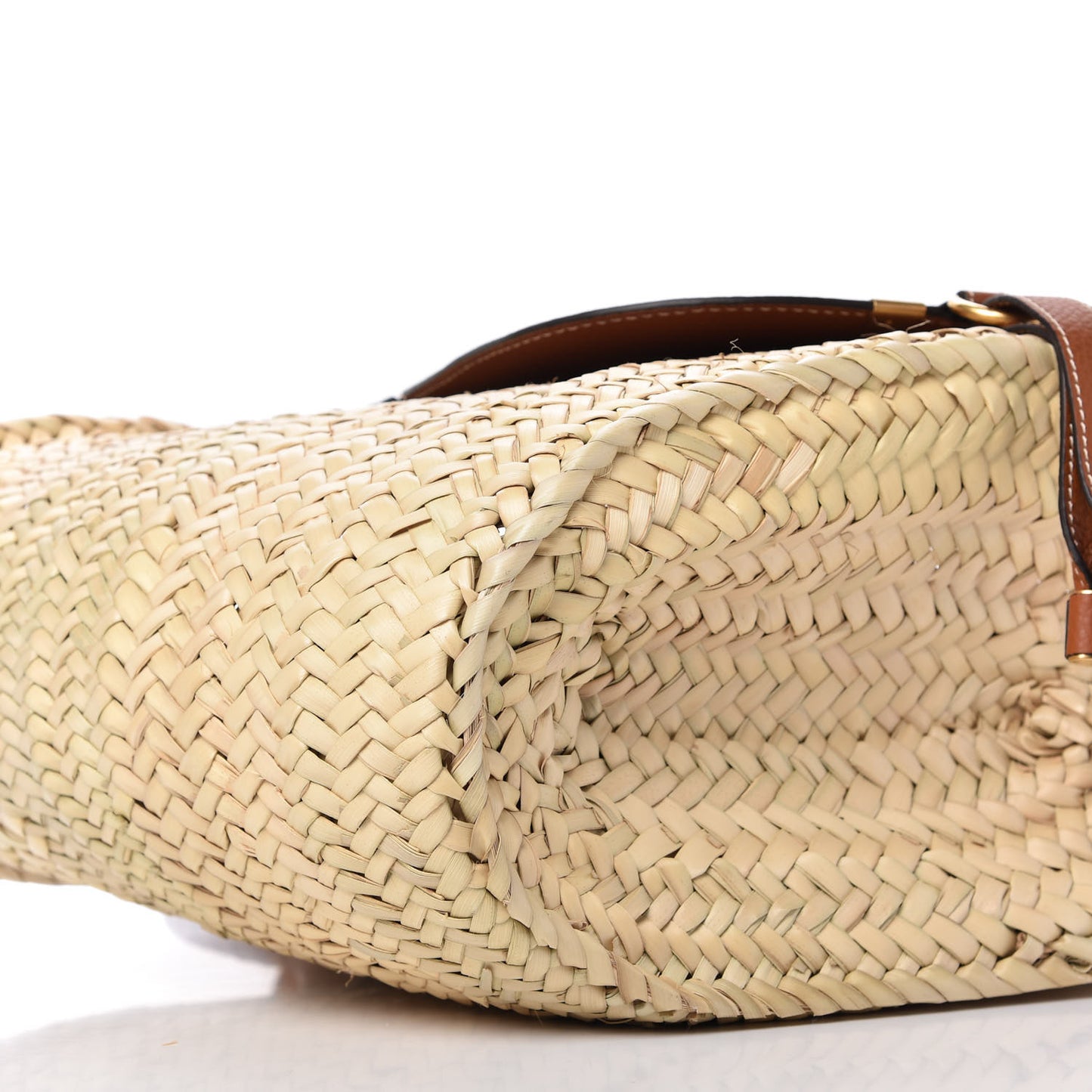 Raffia Small Grain Calfskin Medium Marcie Basket Tan
