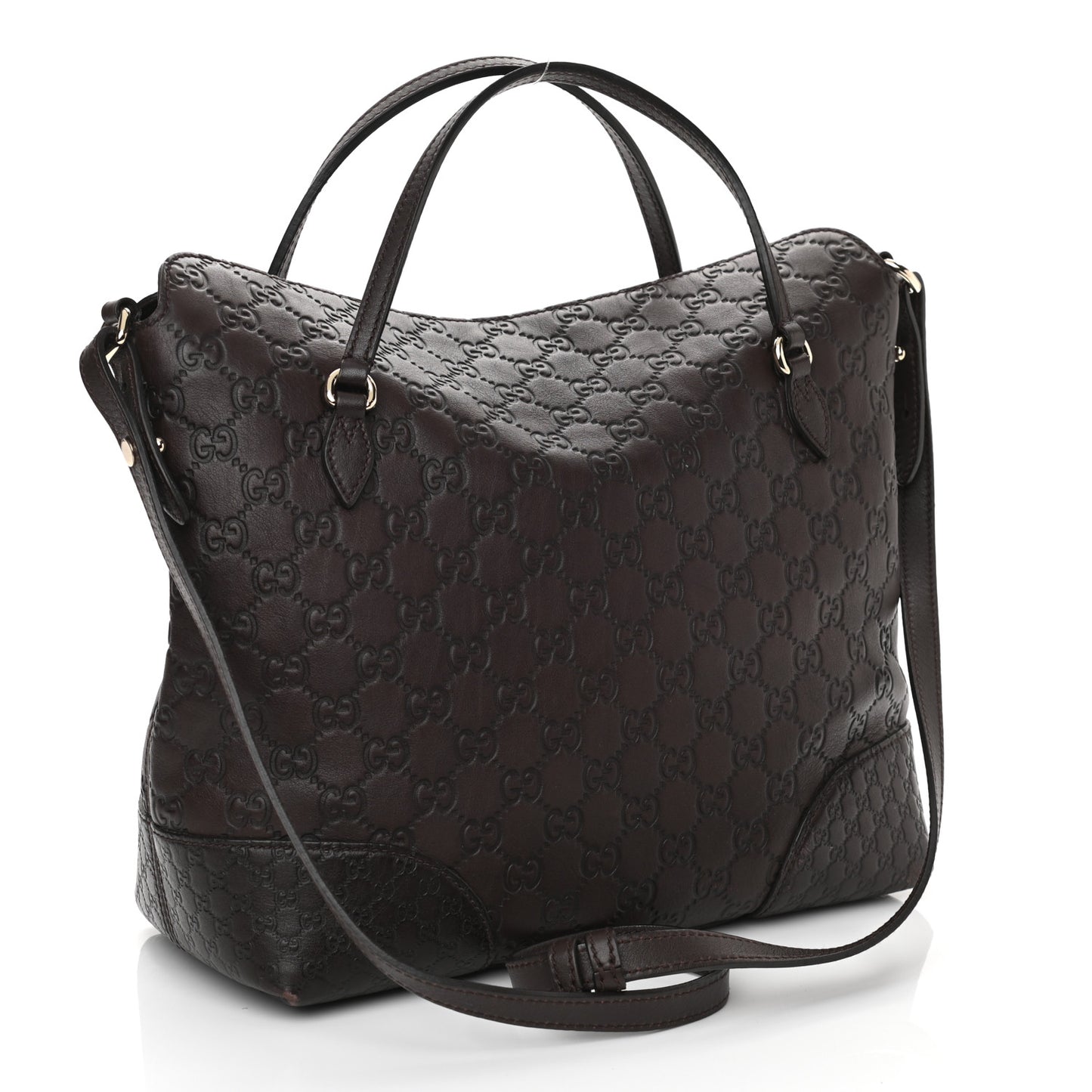 Guccissima Medium Bree Foldover Tote Chocolate