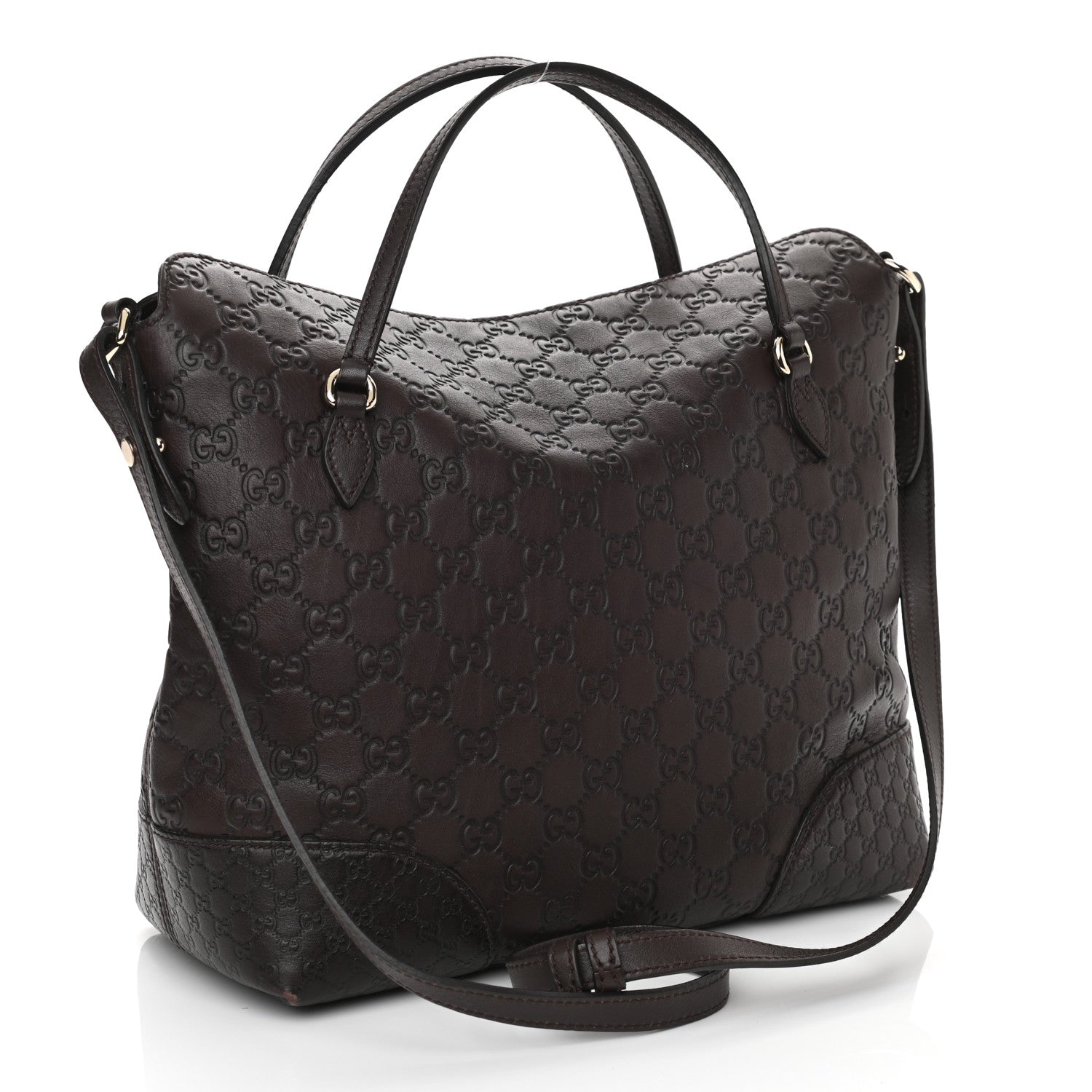 Gucci Guccissima Medium Bree Foldover Tote Chocolate 3 of 10