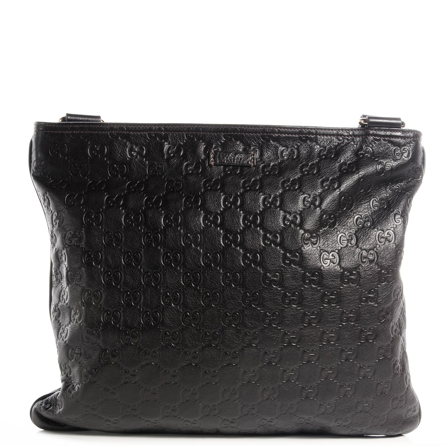 Gucci Guccissima Large Flat Messenger Bag Dark Brown 1 of 7