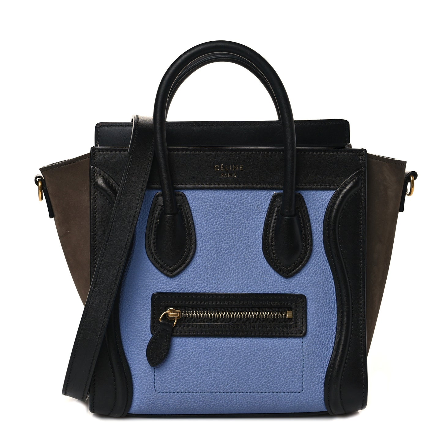Baby Grained Calfskin Nubuck Nano Tri-Color Luggage Porcelain