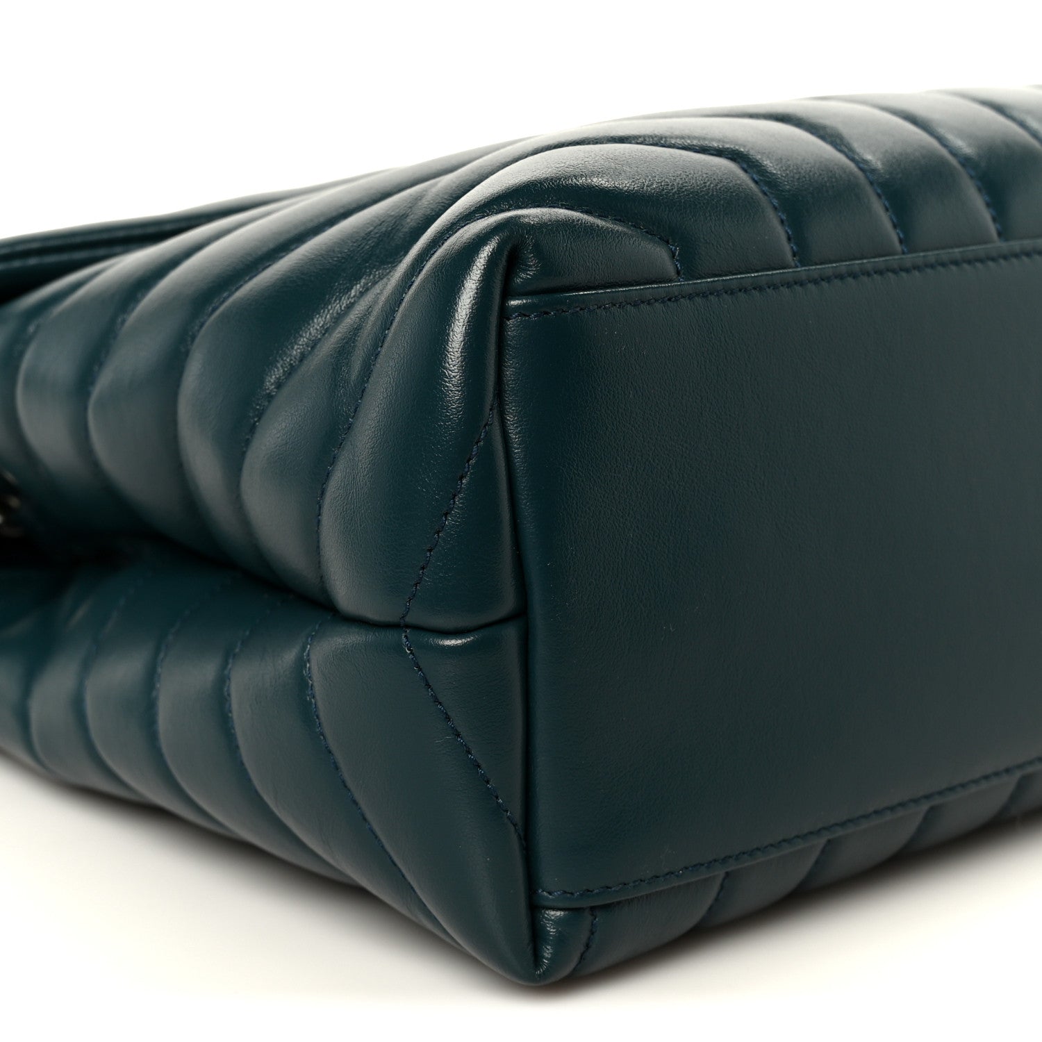 Saint Laurent Calfskin Y Quilted Monogram Medium Loulou Chain Satchel Dark Turquoise 10 of 11