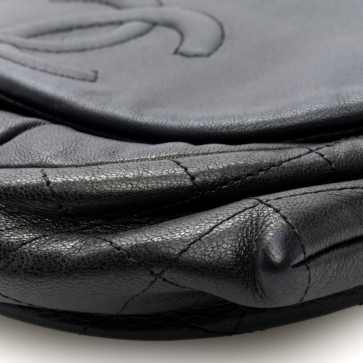 Lambskin Quilted Half Moon Wallet On Chain WOC Dark Grey