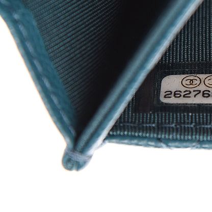 Chanel Caviar Quilted Flap Card Holder Dark Turquoise 7 of 8