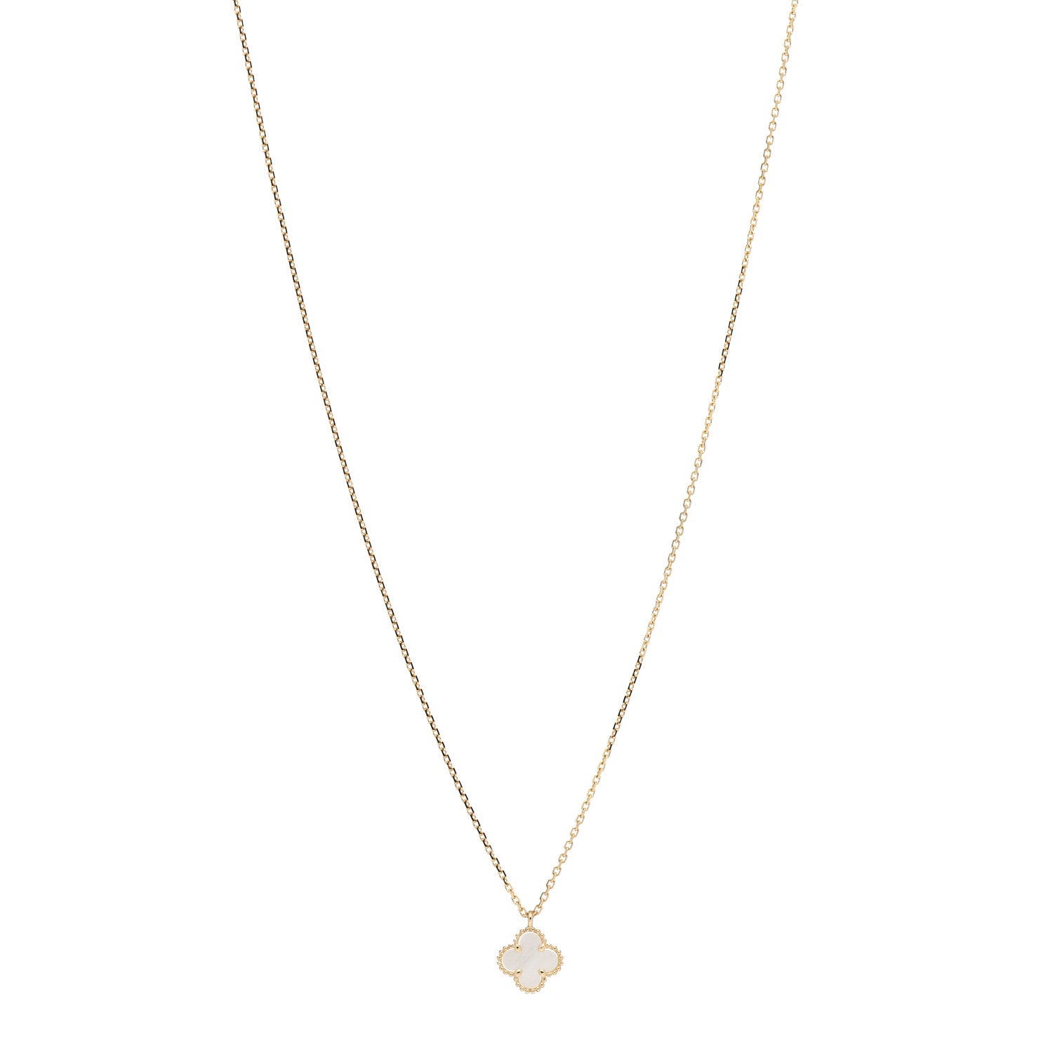 Van Cleef & Arpels 18K Yellow Gold Mother of Pearl Sweet Alhambra Pendant Necklace 1 of 5