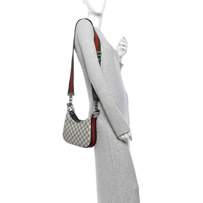 Gucci GG Supreme Monogram Textured Calfskin Web Small Attache Shoulder Bag Beige Blue 2 of 10