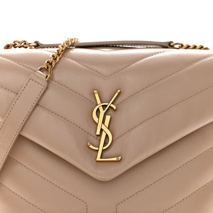 Saint Laurent Calfskin Y Quilted Monogram Small Loulou Chain Satchel Dark Beige 8 of 15