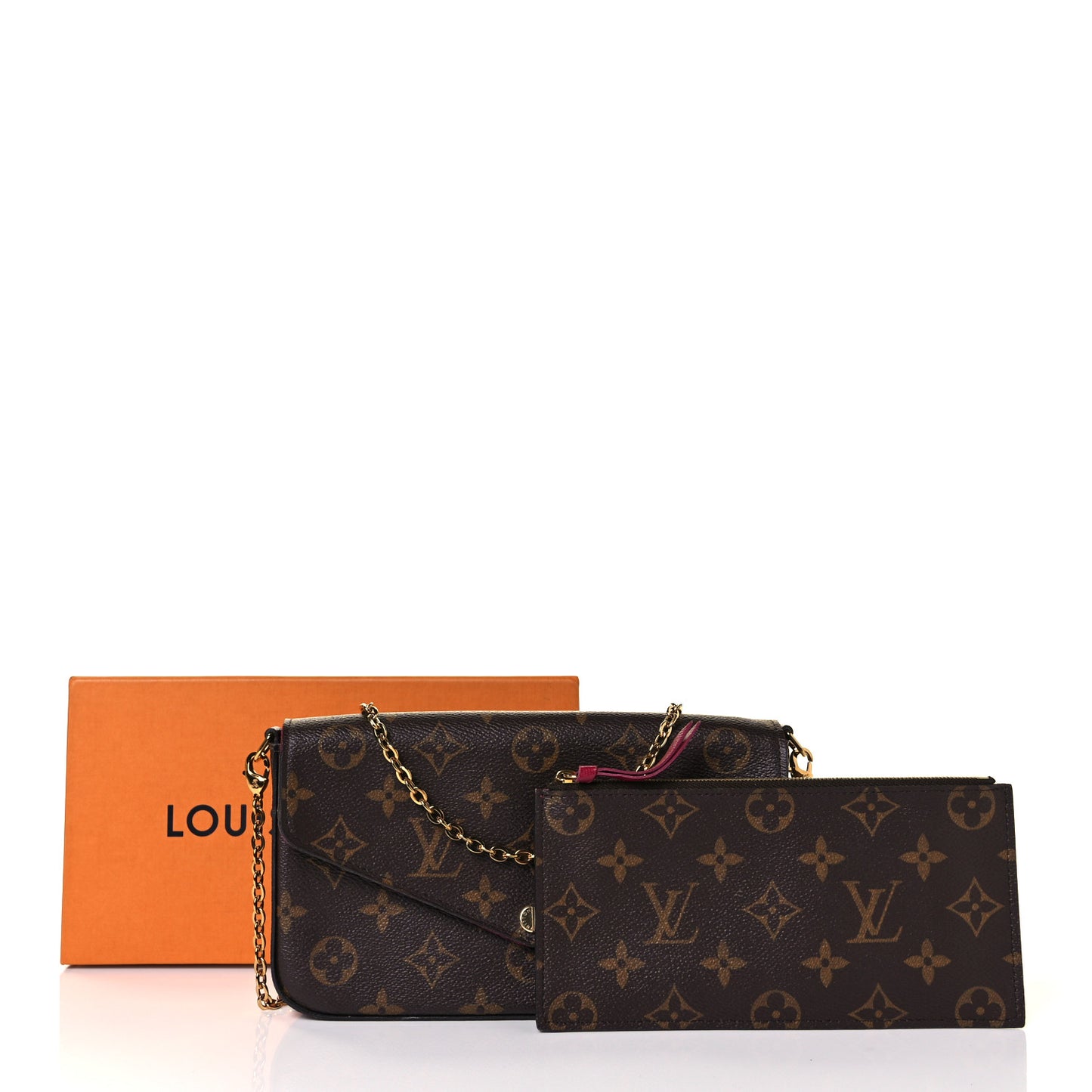 Monogram Pochette Felicie Chain Wallet Fuchsia
