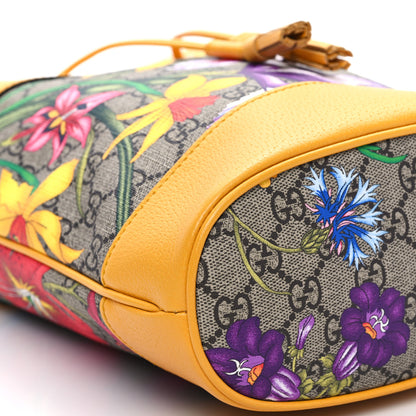 Gucci GG Supreme Monogram Flora Small Ophidia Bucket Bag Beige Multicolor Crop 9 of 11