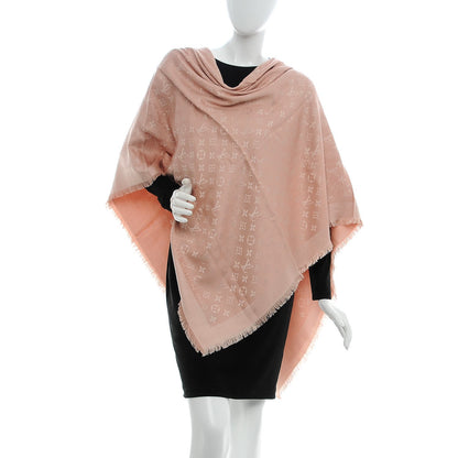 Louis Vuitton Silk Wool Monogram Denim Shawl Pink 2 of 6