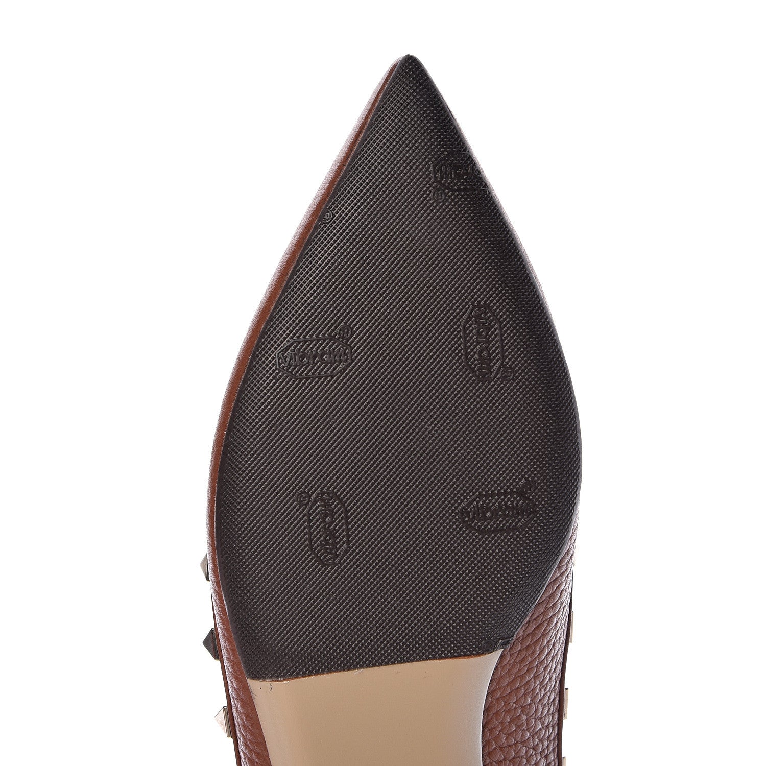 Valentino Garavani Pebbled Calfskin Rockstud Ballerina Flats 37 Light Cuir 9 of 13