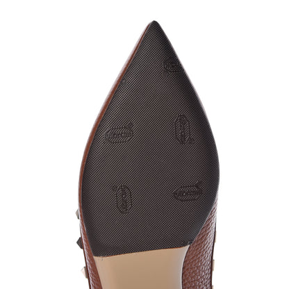 Valentino Garavani Pebbled Calfskin Rockstud Ballerina Flats 37 Light Cuir 9 of 13
