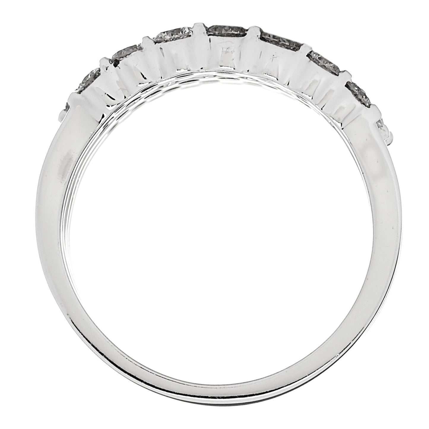 14K White Gold Diamond 1.90ctw Five Row Band Ring 53 6.25