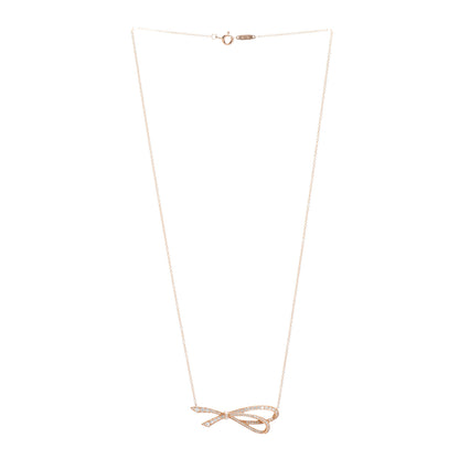 Tiffany 18K Yellow Gold Diamond Bow Pave Pendant Necklace 3 of 5