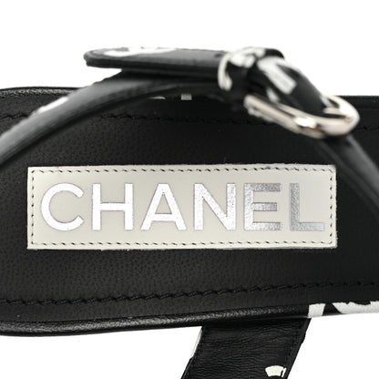 Chanel Printed Lambskin CC Platform Sandals 39 Black White 8 of 13